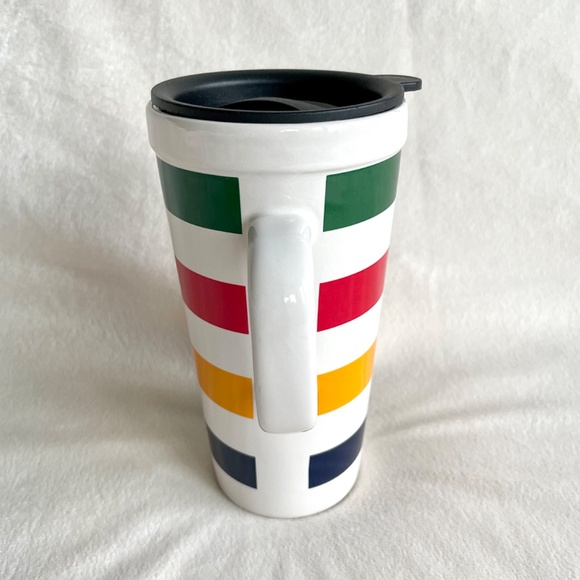 Hudson's Bay Company HBC Stripes Tall Ceramic Travel Mug with Lid - Picture 3 of 10